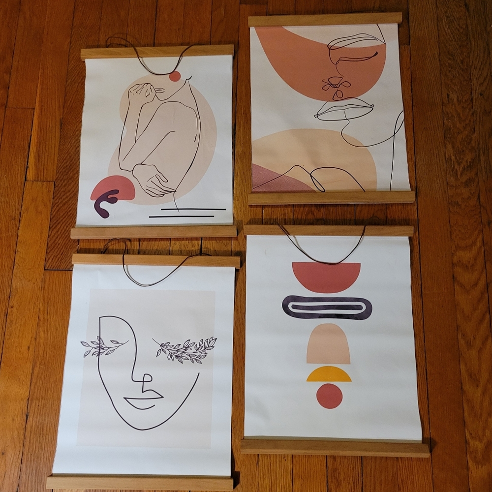 4 Abstract Line Art Bohemia Figure Art Gallery Wall Art Fine Art Canvas Prints